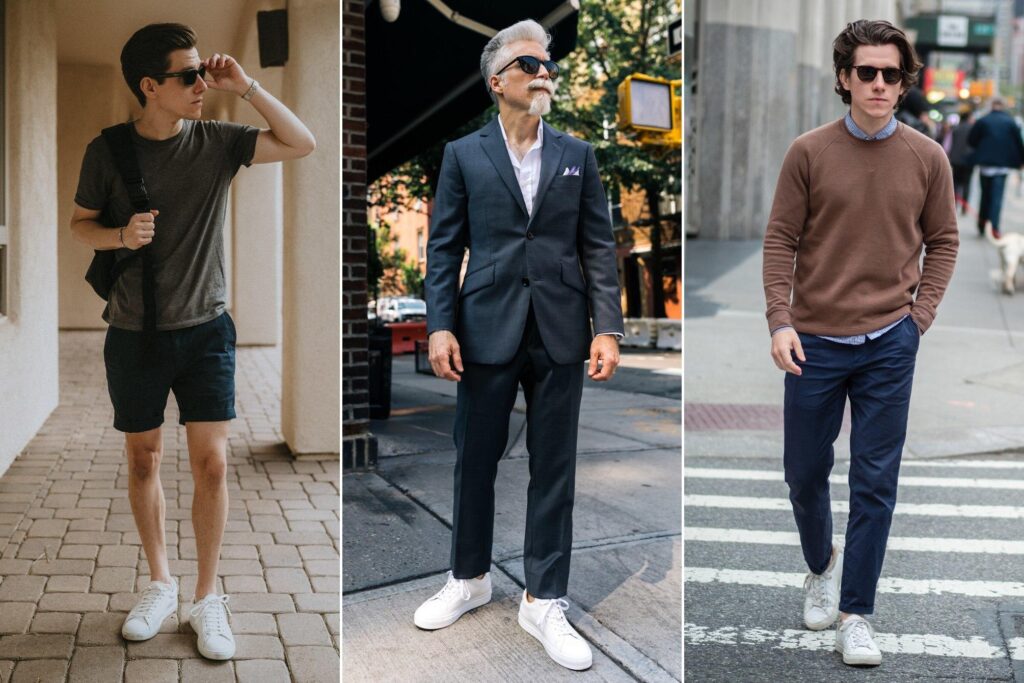 different ways you can style white sneakers